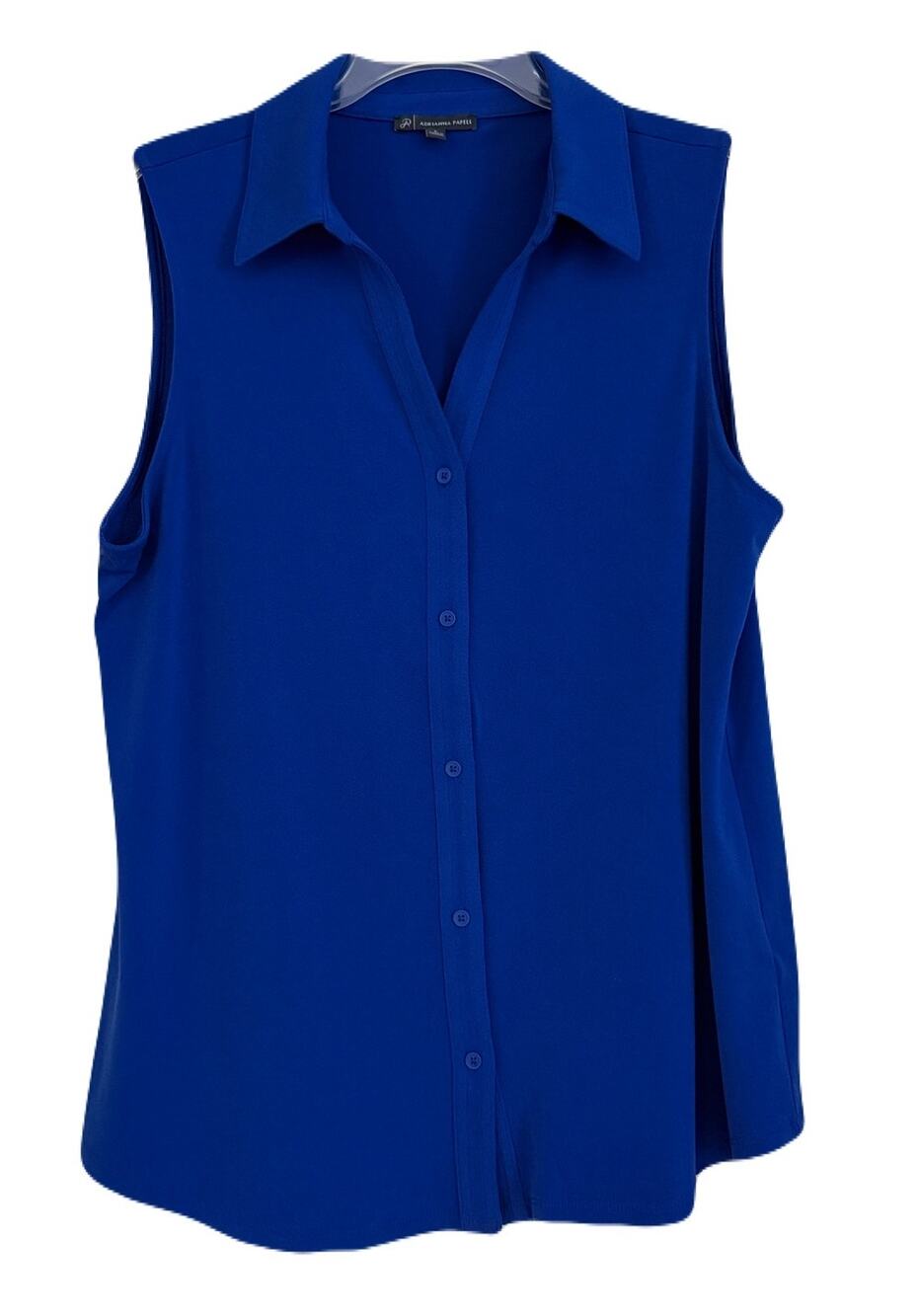 Adrianna Papell Sleeveless Knit Blouse, Royal Blue, Size Large